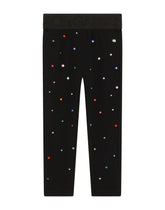 Jersey leggings with multi-colored crystals - | Dolce & Gabbana