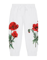 Jersey jogging pants with poppy patch - | Dolce & Gabbana