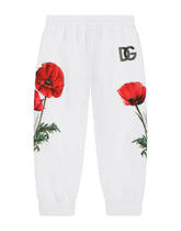 Jersey jogging pants with poppy patch - | Dolce & Gabbana