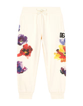 Jersey jogging pants with floral print - | Dolce & Gabbana