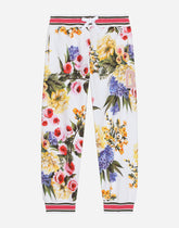 Jersey jogging pants with garden print - | Dolce & Gabbana
