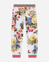 Jersey jogging pants with garden print - | Dolce & Gabbana