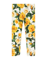 Interlock leggings with yellow rose print - | Dolce & Gabbana