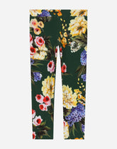 Interlock leggings with garden print - | Dolce & Gabbana