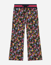Jersey jogging pants with violet print - | Dolce & Gabbana