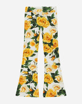 Jersey pants with yellow rose print - | Dolce & Gabbana