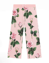 Fleece jogging pants with rose print - | Dolce & Gabbana