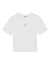 Jersey t-shirt with plated DG logo - | Dolce & Gabbana