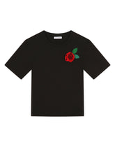 Jersey t-shirt with rosebud patch - | Dolce & Gabbana