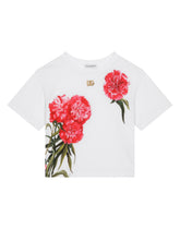 Jersey T-shirt with carnation print - | Dolce & Gabbana