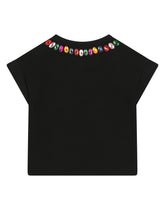 Interlock T-shirt with multi-colored fusible rhinestones - | Dolce & Gabbana