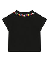 Interlock T-shirt with multi-colored fusible rhinestones - | Dolce & Gabbana