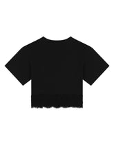 Cropped interlock T-shirt with DG logo - | Dolce & Gabbana