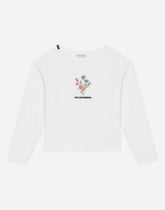 Long-sleeve jersey T-shirt with floral embroidery - | Dolce & Gabbana