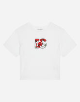 Jersey T-shirt with poppy DG logo print - | Dolce & Gabbana