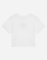 Jersey T-shirt with poppy DG logo print - | Dolce & Gabbana