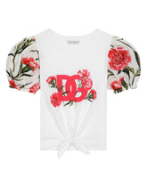 Carnation-print poplin and jersey T-shirt - | Dolce & Gabbana