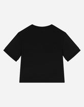 Jersey T-shirt with rhinestone logo - | Dolce & Gabbana