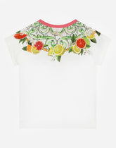 Jersey T-shirt with lemon and orange print and DG logo - | Dolce & Gabbana