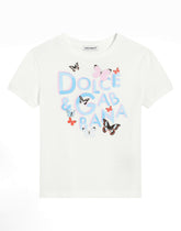 Jersey T-shirt with butterflies and Dolce&Gabbana logo - | Dolce & Gabbana