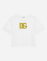Short-sleeved jersey t-shirt with dg logo - | Dolce & Gabbana