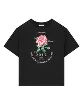 Jersey T-shirt with Dolce&Gabbana logo and rose - | Dolce & Gabbana