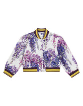 Buttoned jersey sweatshirt with wisteria print - | Dolce & Gabbana