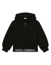Jersey hoodie with branded elastic - | Dolce & Gabbana