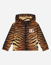 Jersey hoodie with tiger print - | Dolce & Gabbana