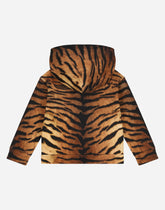 Jersey hoodie with tiger print - | Dolce & Gabbana