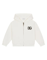 Zip-up jersey hoodie with DG logo patch - | Dolce & Gabbana