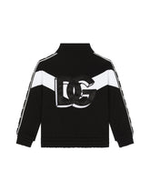 Zip-up jersey sweatshirt with logo band - | Dolce & Gabbana