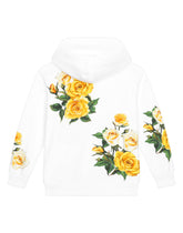 Zip-up hoodie with yellow rose print - | Dolce & Gabbana