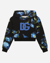 Jersey hoodie with bluebell print - | Dolce & Gabbana