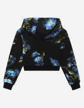 Jersey hoodie with bluebell print - | Dolce & Gabbana