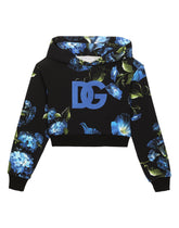 Jersey hoodie with bluebell print - | Dolce & Gabbana