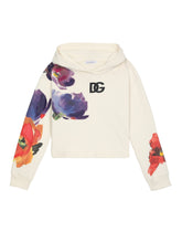 Jersey hoodie with floral print - | Dolce & Gabbana