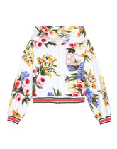 Zip-up jersey hoodie with garden print and DG logo - | Dolce & Gabbana