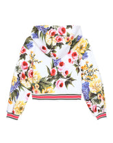 Zip-up jersey hoodie with garden print and DG logo - | Dolce & Gabbana
