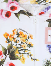 Zip-up jersey hoodie with garden print and DG logo - | Dolce & Gabbana