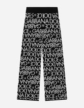 Knitted pants with allover jacquard logo - | Dolce & Gabbana