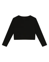 Short knit cardigan with rose patch - | Dolce & Gabbana