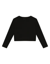 Short knit cardigan with rose patch - | Dolce & Gabbana