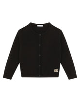 Cardigan with rhinestone-detailed metal DG logo appliqués - | Dolce & Gabbana