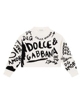 Round-neck pullover with flocked graffiti print - | Dolce & Gabbana