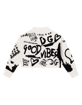 Round-neck pullover with flocked graffiti print - | Dolce & Gabbana