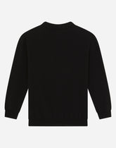 Round-neck sweater with rhinestone-embellished DG logo - | Dolce & Gabbana
