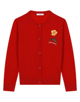 Knit cardigan with Dolce&Gabbana logo and floral detailing - | Dolce & Gabbana