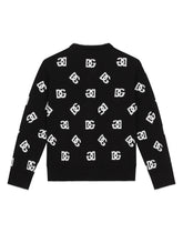 Wool cardigan with jacquard logo - | Dolce & Gabbana