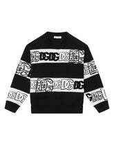 Round-neck sweater with flocked DG logo - | Dolce & Gabbana